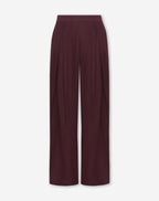 RAY LINEN PLEATED WIDE LEG PANTS PETITE DONKER BURGUNDY