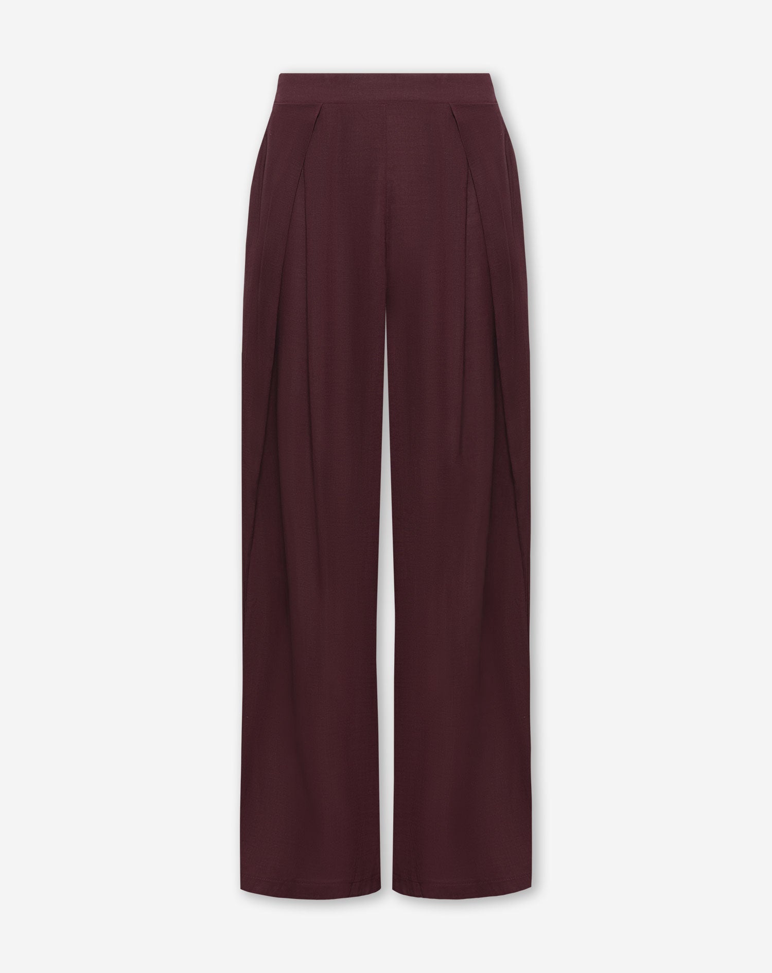 RAY LINEN PLEATED WIDE LEG PANTS PETITE DONKER BURGUNDY