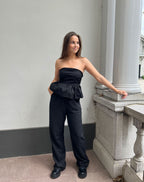 NIA LINEN PANTALON PETITE BLACK