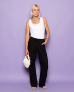 NIA LINEN PANTALON PETITE BLACK