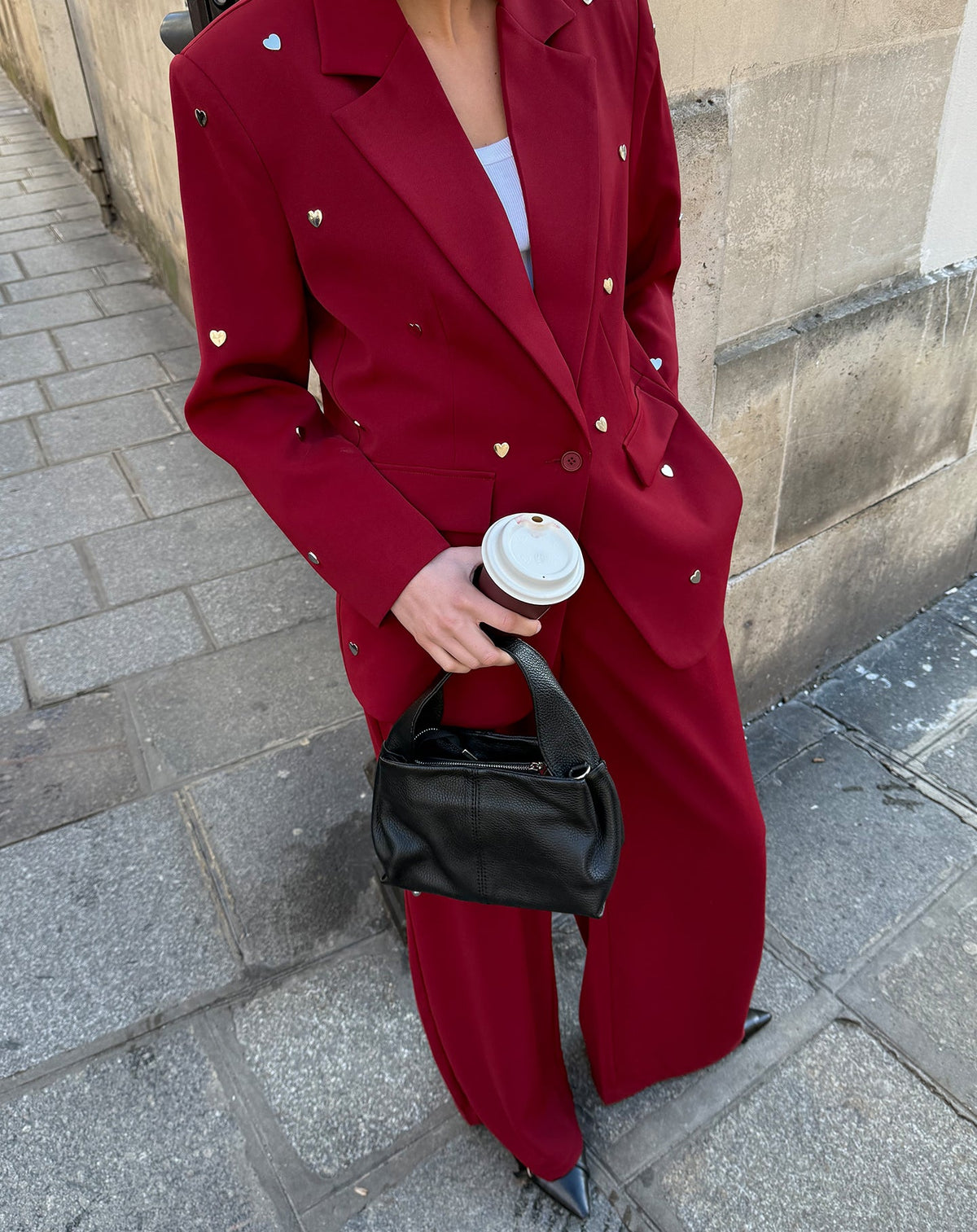 FLO WIDE LEG PLEAT PANTALON PETITE BORDEAUX