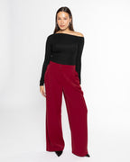 FLO WIDE LEG PLEAT PANTALON PETITE BORDEAUX