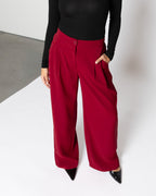 FLO WIDE LEG PLEAT PANTALON PETITE BORDEAUX