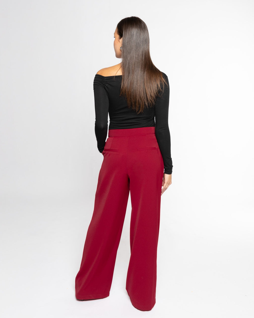 FLO WIDE LEG PLEAT PANTALON PETITE BORDEAUX
