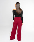 FLO WIDE LEG PLEAT PANTALON PETITE BORDEAUX