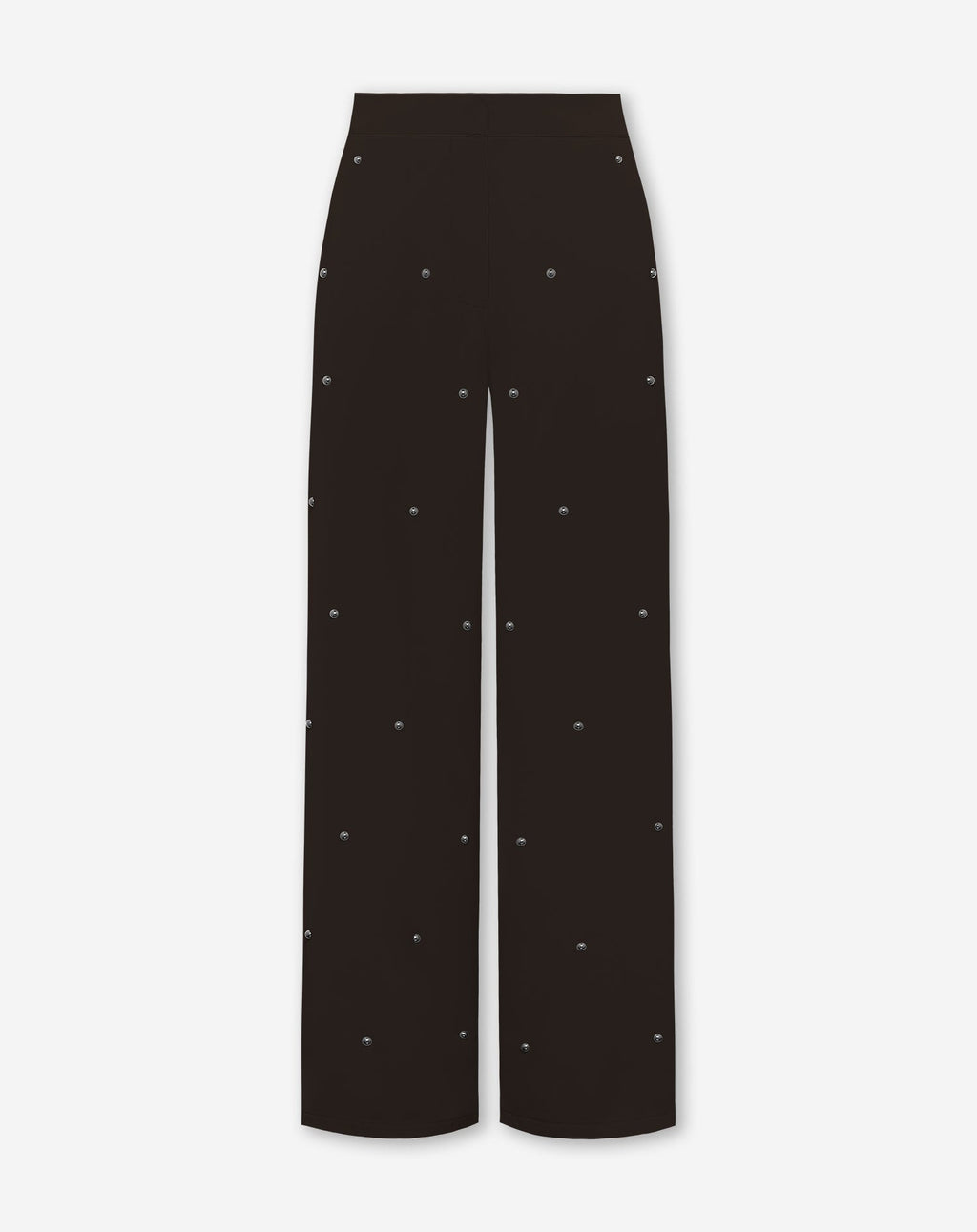 FLO BUBBLE STUD STRAIGHT LEG PANTALON PETITE DARK BROWN