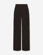 FLO BUBBLE STUD STRAIGHT LEG PANTALON PETITE DARK BROWN