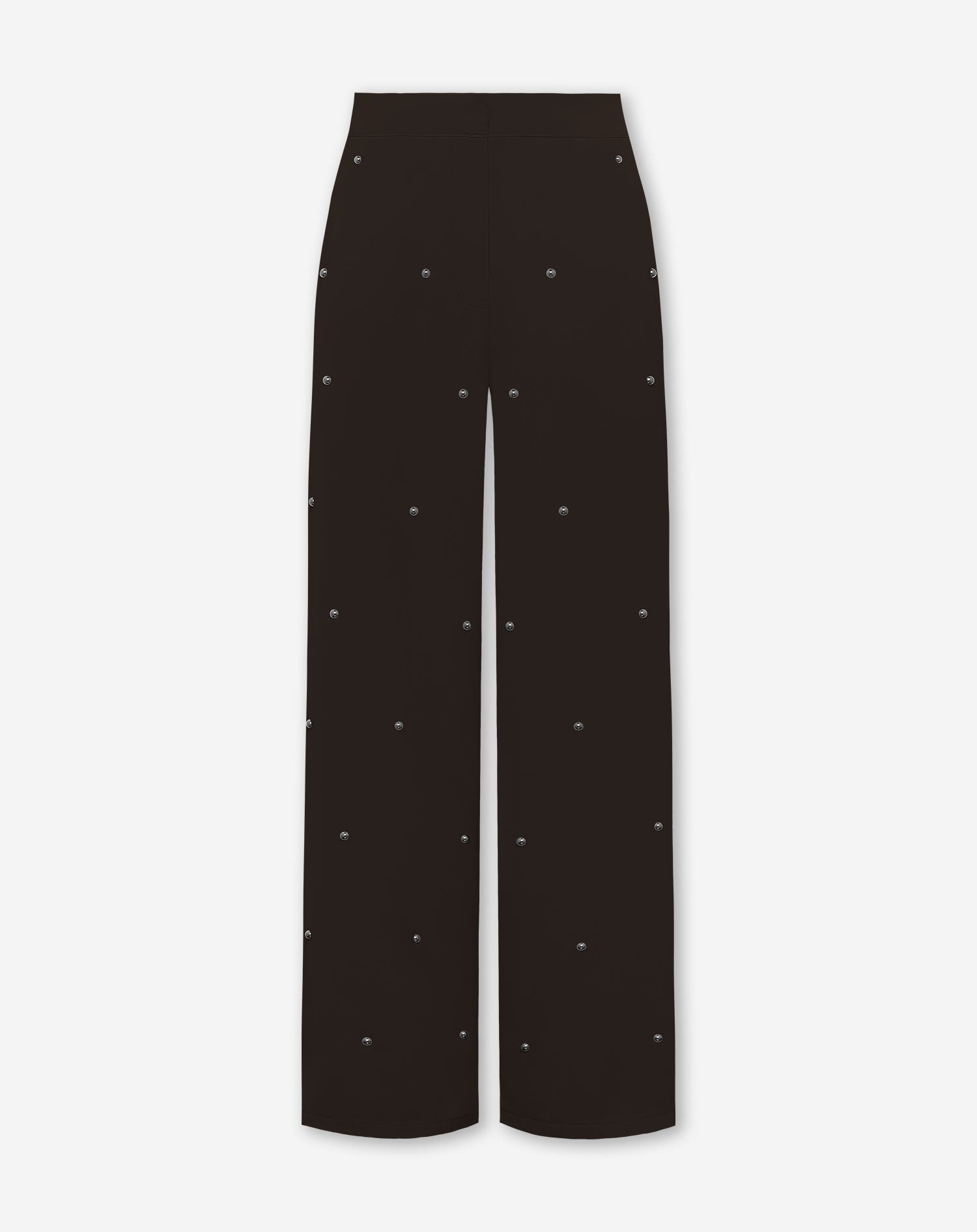 FLO BUBBLE STUD STRAIGHT LEG PANTALON PETITE DARK BROWN