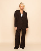 FLO BUBBLE STUD STRAIGHT LEG PANTALON PETITE DARK BROWN