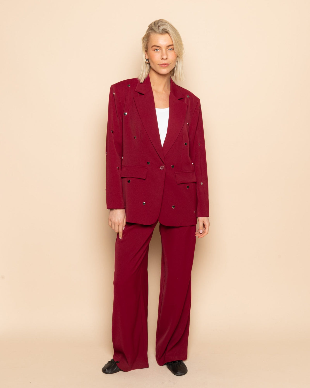 FLO WIDE LEG PLEAT PANTALON PETITE BORDEAUX