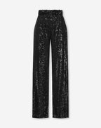 SEQUINS STRAIGHT LEG PANTS PETITE BLACK