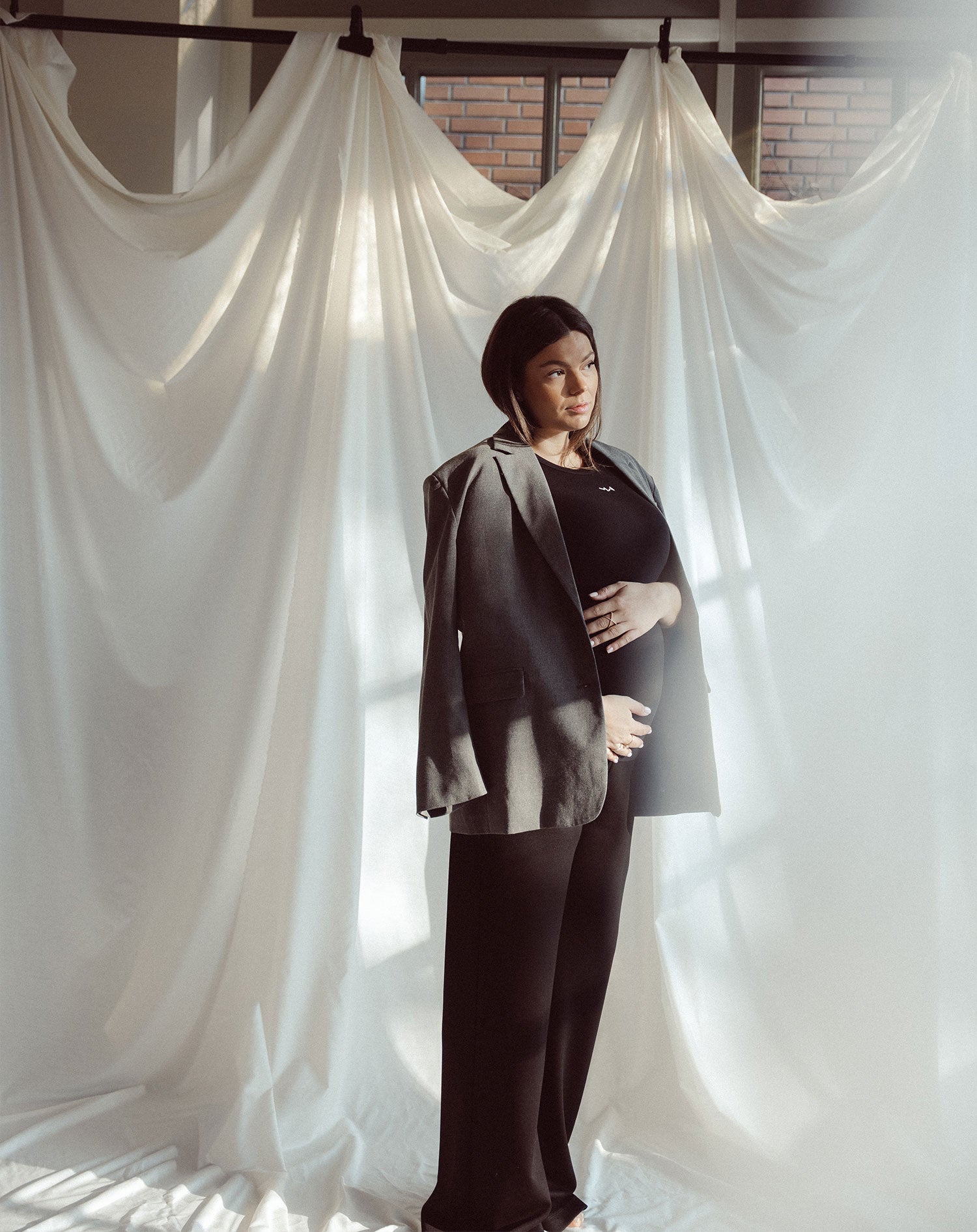 WIDE LEG PANTS MATERNITY PETITE BLACK